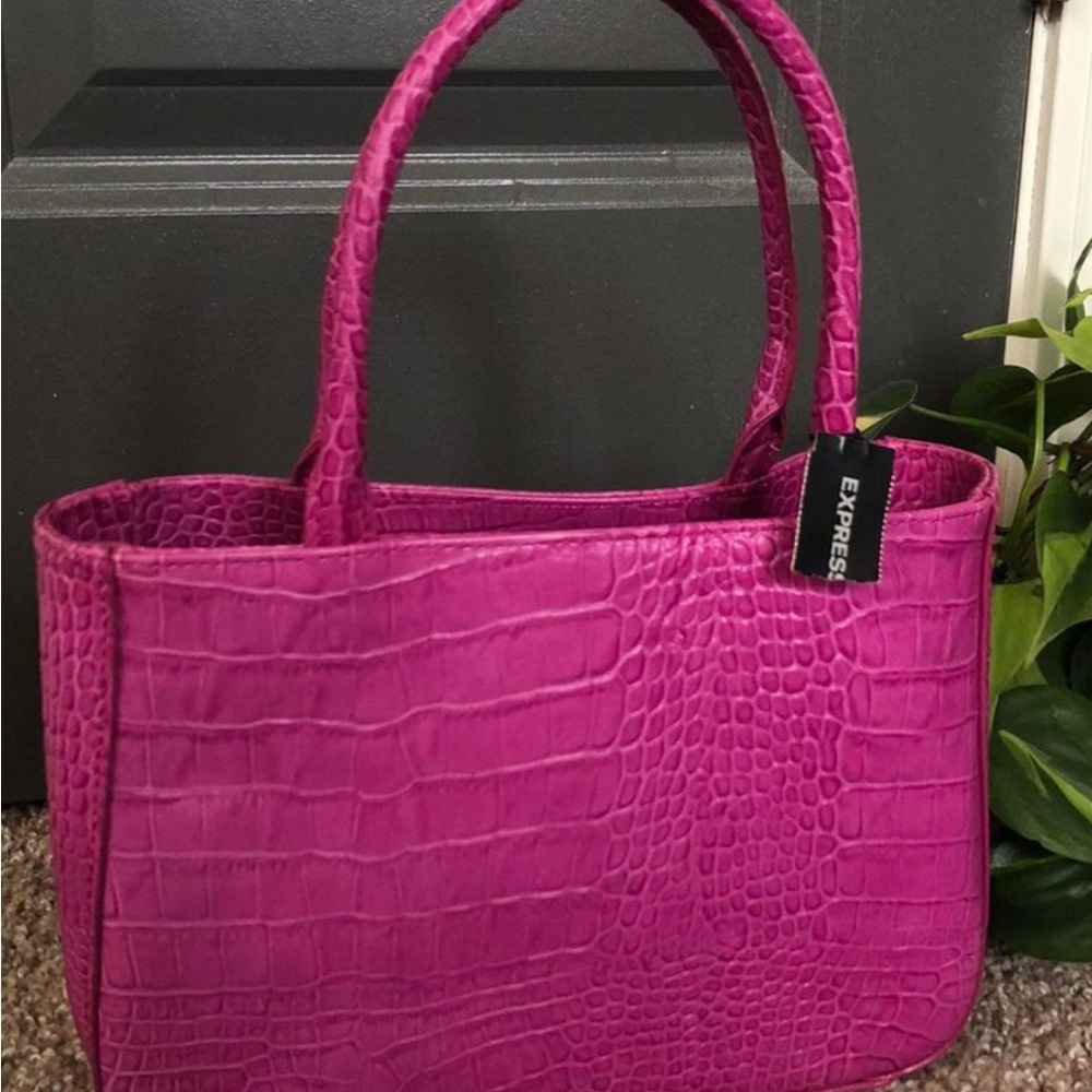 Express Fuchsia Crocodile-Embossed Tote